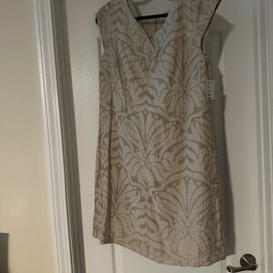 Liz Claiborne Beige Patterned Midi Dress